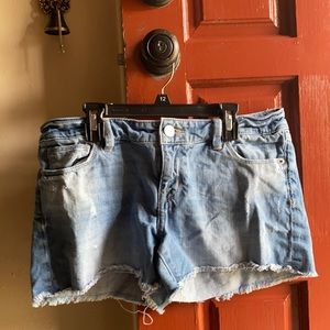 Blue denim short shorts